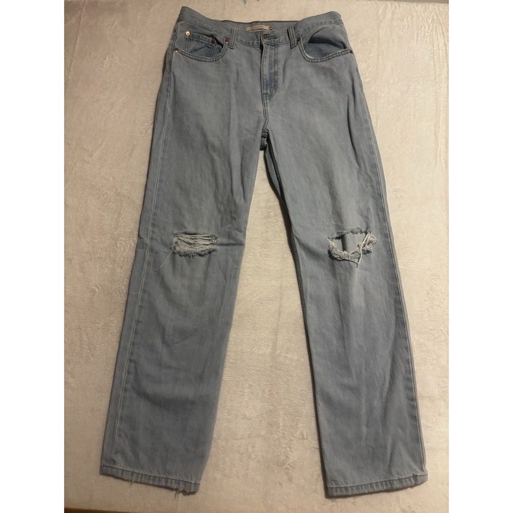 Levi's Women's Jeans 29 Low‎ Pro Straight Leg Light Wash Denim Holes Distressed - Picture 3 of 11